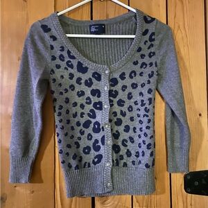 American Eagle Outfitters Gray and Navy Leopard Cardigan